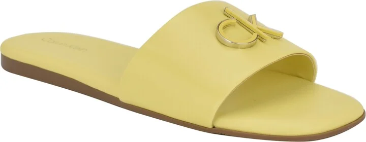 Calvin Klein Women's Yancie Logo Flat Slide Sandals