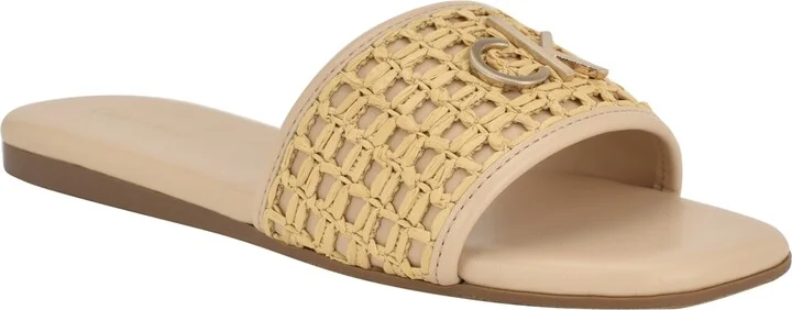 Calvin Klein Women's Yolla Single Band Flat Slip-On Sandals - Light Natural/Beige