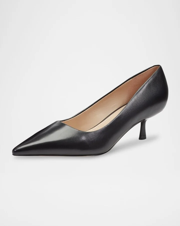 Calynna Leather Kitten-Heel Pumps - Image 3
