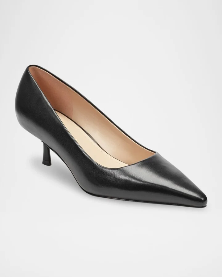 Calynna Leather Kitten-Heel Pumps - Image 4