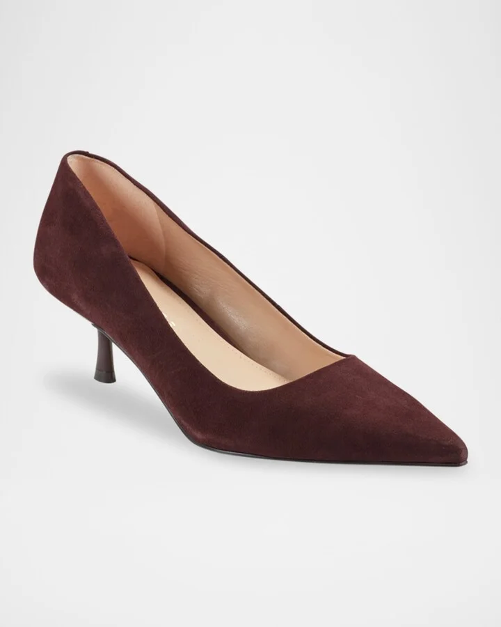 Calynna Suede Kitten-Heel Pumps - Image 6