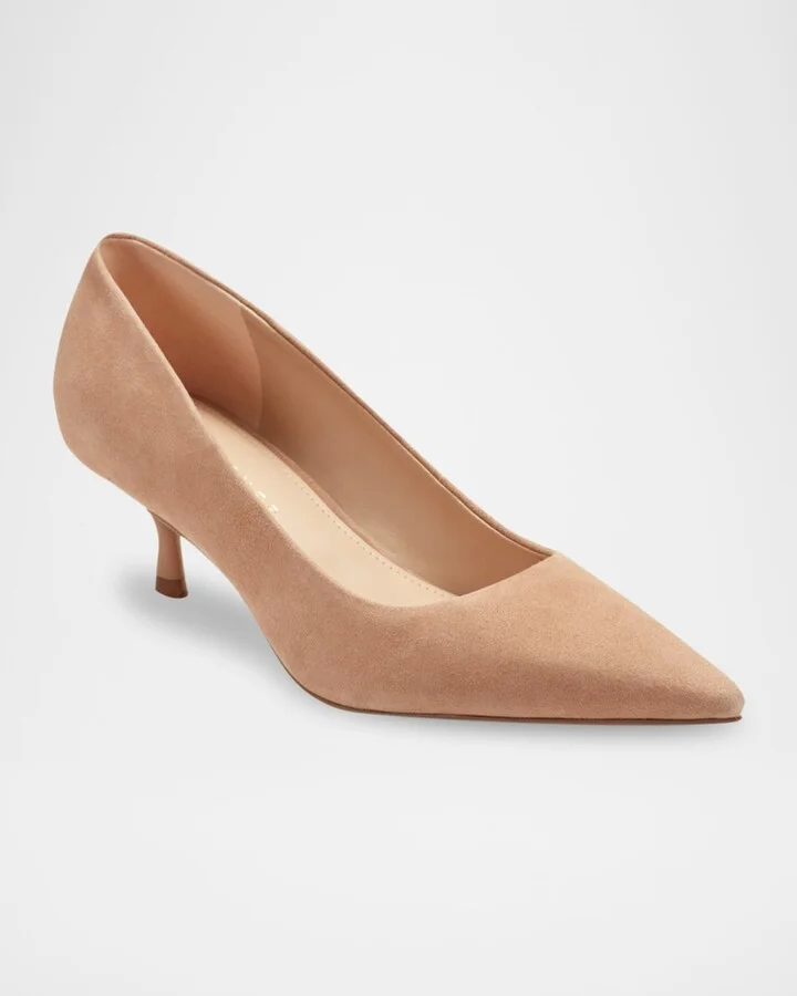 Calynna Suede Kitten-Heel Pumps - Image 10