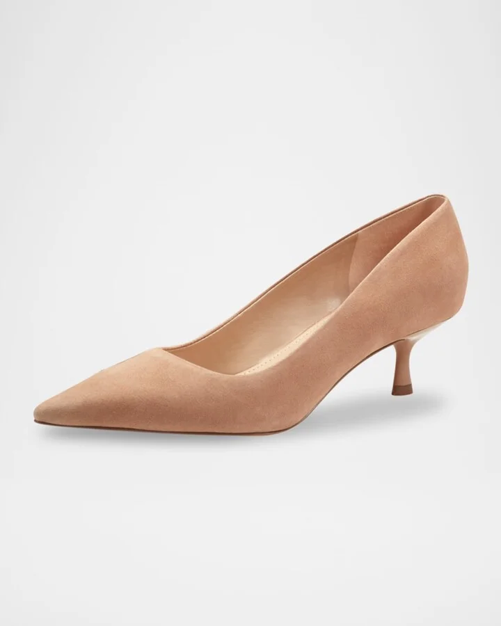 Calynna Suede Kitten-Heel Pumps - Image 11