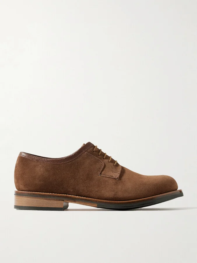 Camden Leather-Trimmed Suede Derby Shoes