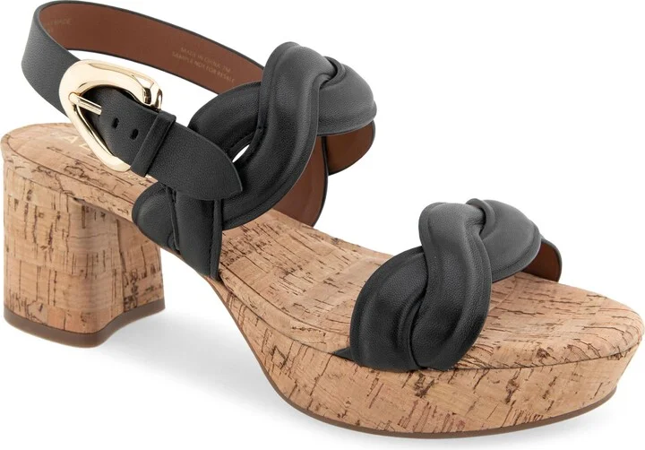Black Leather/raffia Heel