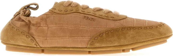 Camel Leather And Suede Fendi Fit Sneakers