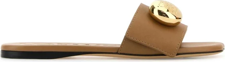 Camel Leather Pebble Slippers