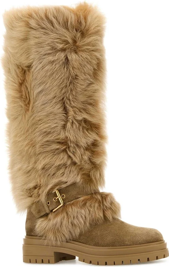 Camel Suede And Fur Maverick Boots - Image 2