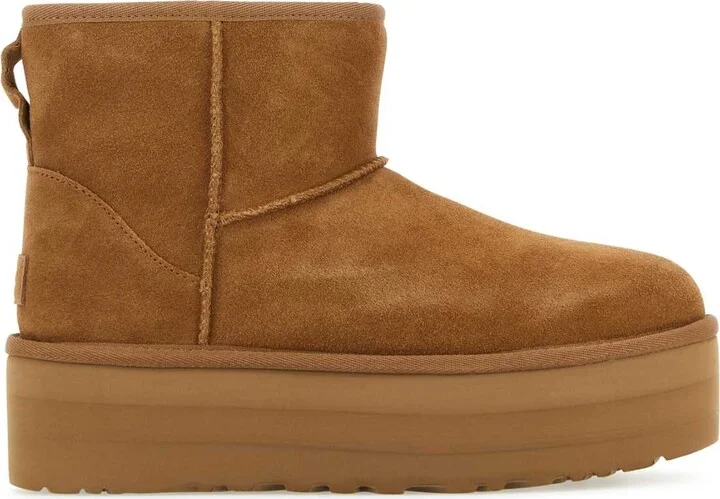 Camel Suede Classic Mini Platform Ankle Boots