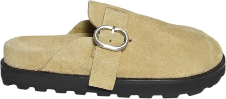 Camel Suede Flat Sabot
