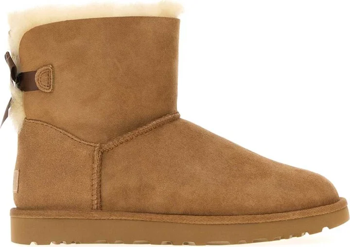 Camel Suede Mini Bailey Bow Ankle Boots