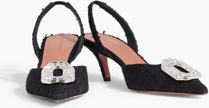 Camelia 60 crystal-embellished metallic tweed slingback pumps - Image 2