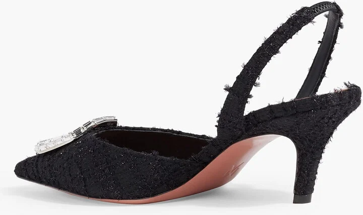 Camelia 60 crystal-embellished metallic tweed slingback pumps - Image 3
