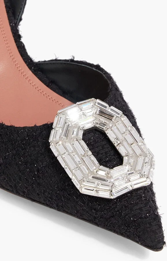 Camelia 60 crystal-embellished metallic tweed slingback pumps - Image 4