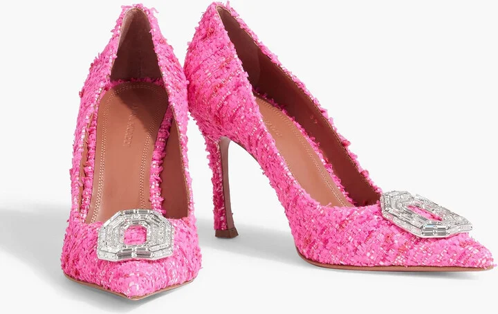Camelia 90 crystal-embellished metallic tweed pumps - Image 2