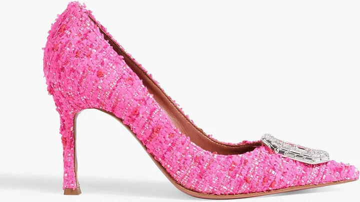 Camelia 90 crystal-embellished metallic tweed pumps