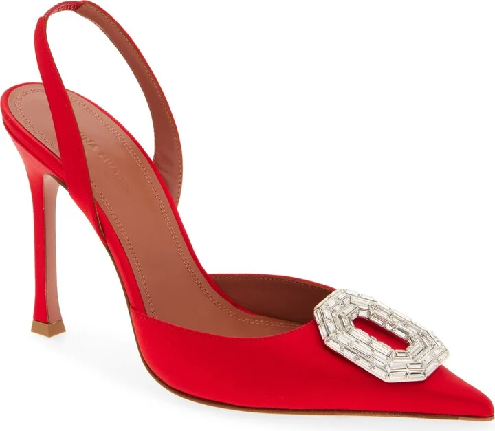 Camelia Crystal Buckle Slingback Pump