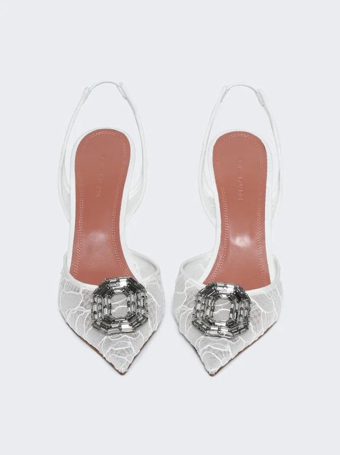 Camelia Lace Slingback Pumps Ivory Lace