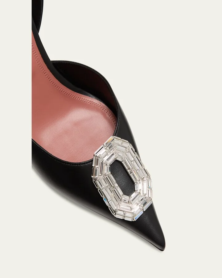 Camelia Leather Crystal Halter Pumps - Image 3