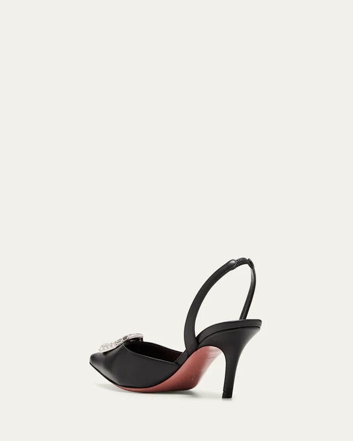 Camelia Leather Crystal Halter Pumps - Image 4