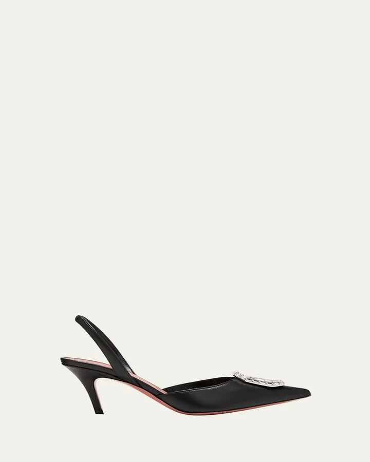 Camelia Leather Crystal Halter Pumps