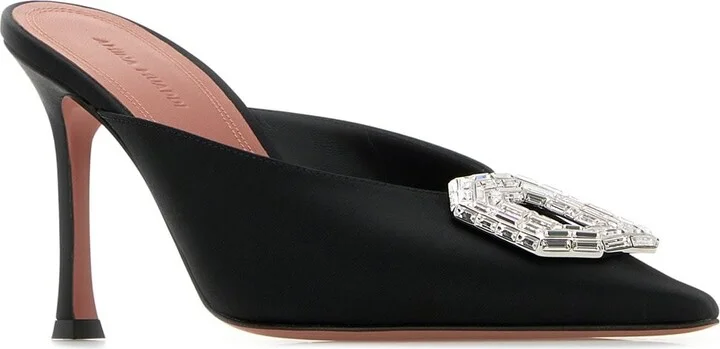 Camelia Mule 90 Satin Black White - Image 2