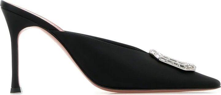 Camelia Mule 90 Satin Black White