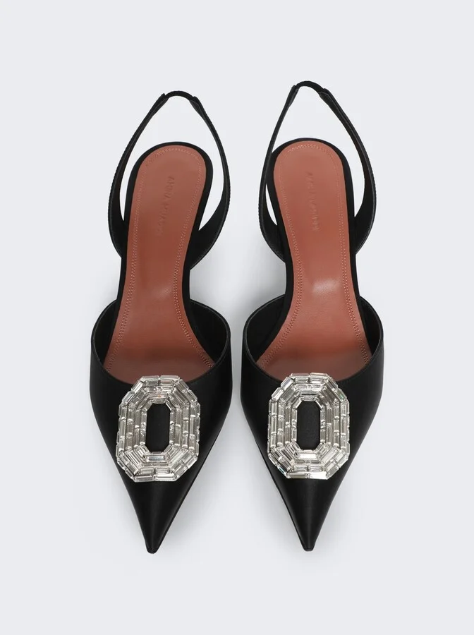 Camelia Satin Slingback Pumps Black