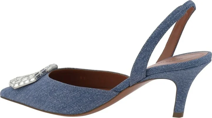 Camelia Sling 60 Printed Denim Pumps - Image 3