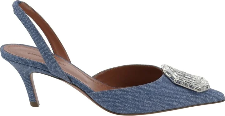 Camelia Sling 60 Printed Denim Pumps