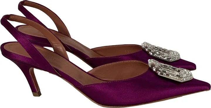 Camelia Slingback Pumps in Purple Satin