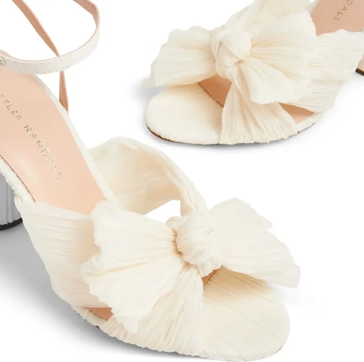 Camellia pleated-bow 90mm sandals - Image 5