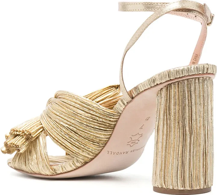 Camellia pleated leather sandals - Image 3