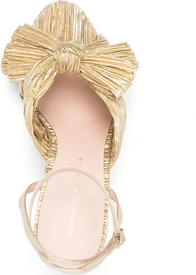 Camellia pleated leather sandals - Image 4