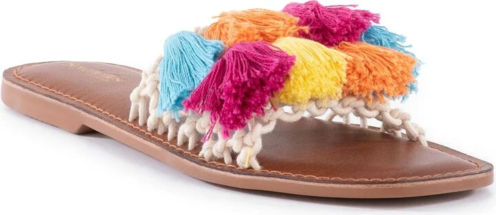 Camellia Womens Woven Leather Flip-Flops