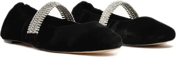 Camila crystal-strap velvet ballet pumps - Image 2