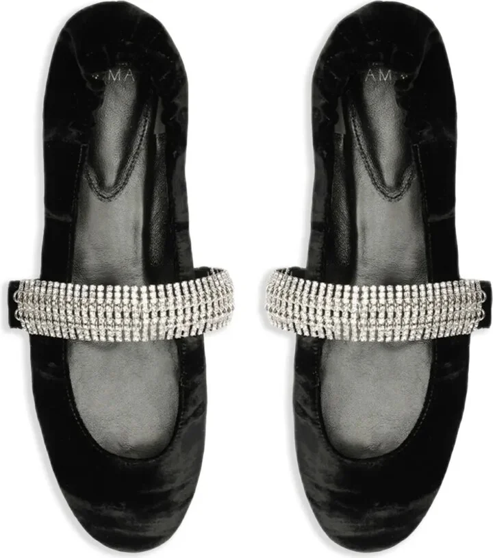 Camila crystal-strap velvet ballet pumps - Image 4