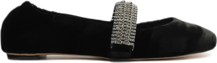 Camila crystal-strap velvet ballet pumps