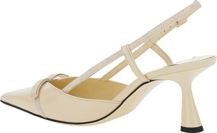 'camila' Pink Slingback Pumps With Medium Heel In Leather Woman - Image 3