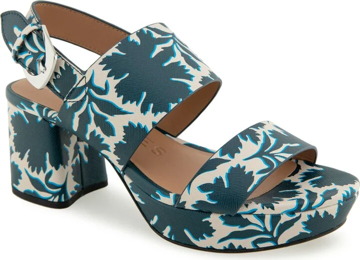 NAVY/ EGGNOG FLORAL LEATHER