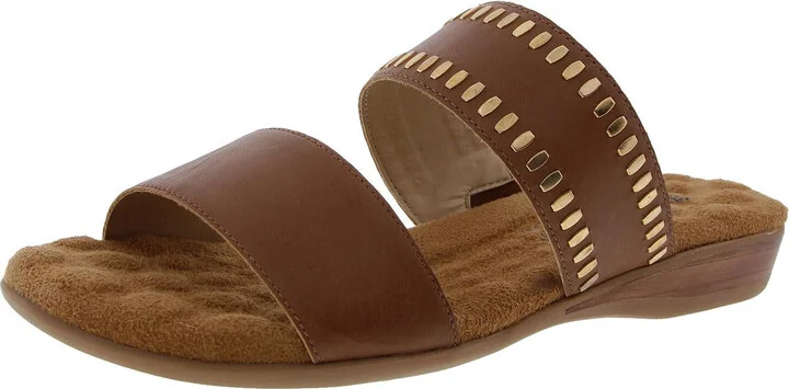 Camilla Womens Padded Insole Leather Slide Sandals