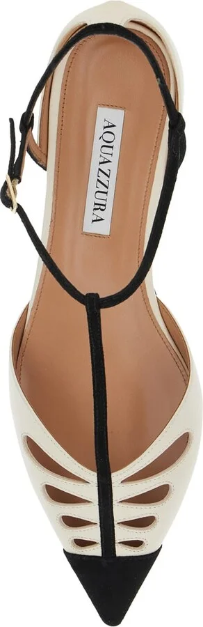'camille' White Ballet Shoes With Cut-out Detail In Leather Woman - Image 4