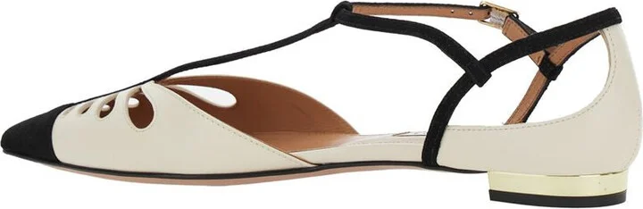 'Camille' White Ballet Shoes With Cut-Out Detail In Leather Woman - Image 3