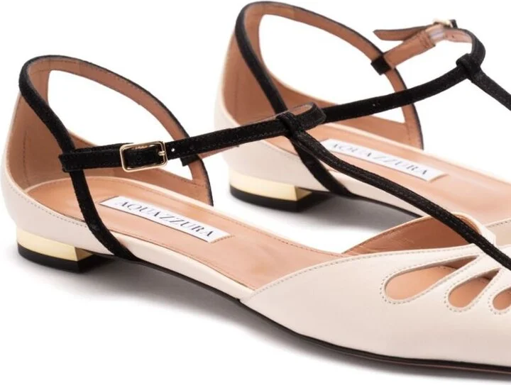 'Camille' White Ballet Shoes With Cut-Out Detail In Leather Woman - Image 5