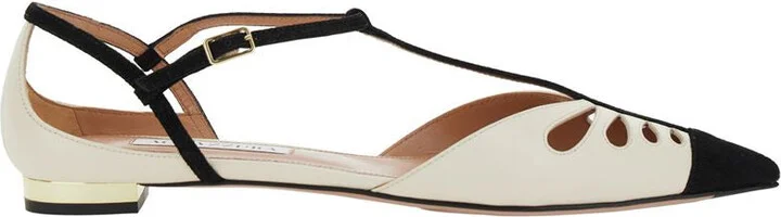 'Camille' White Ballet Shoes With Cut-Out Detail In Leather Woman