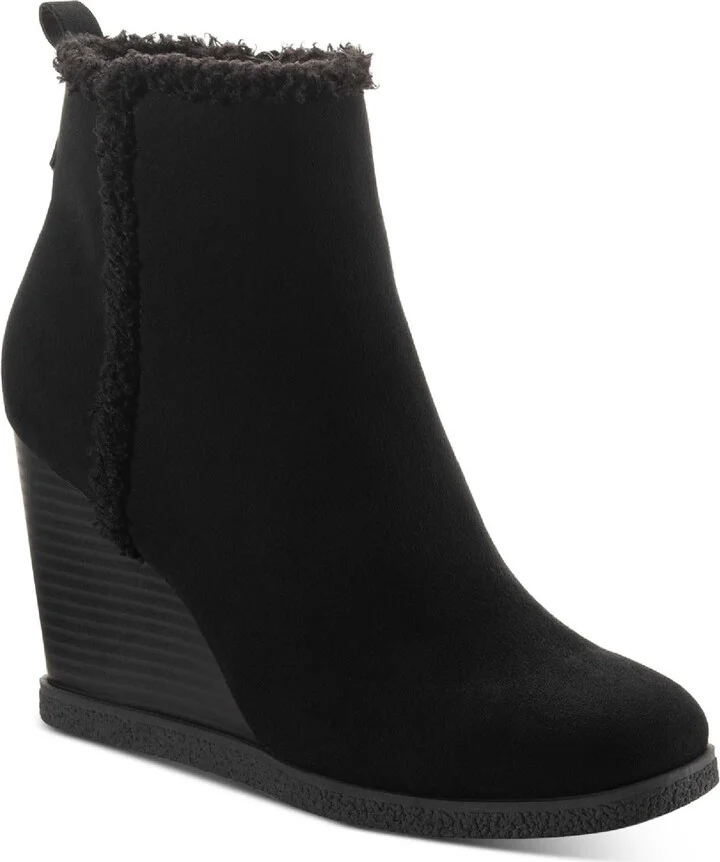 Camillia F Womens Faux Suede Ankle Wedge Boots