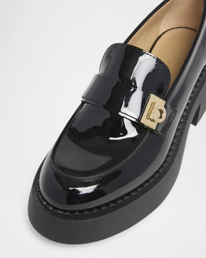 Caminia Patent Gancini Chunky Loafers - Image 3