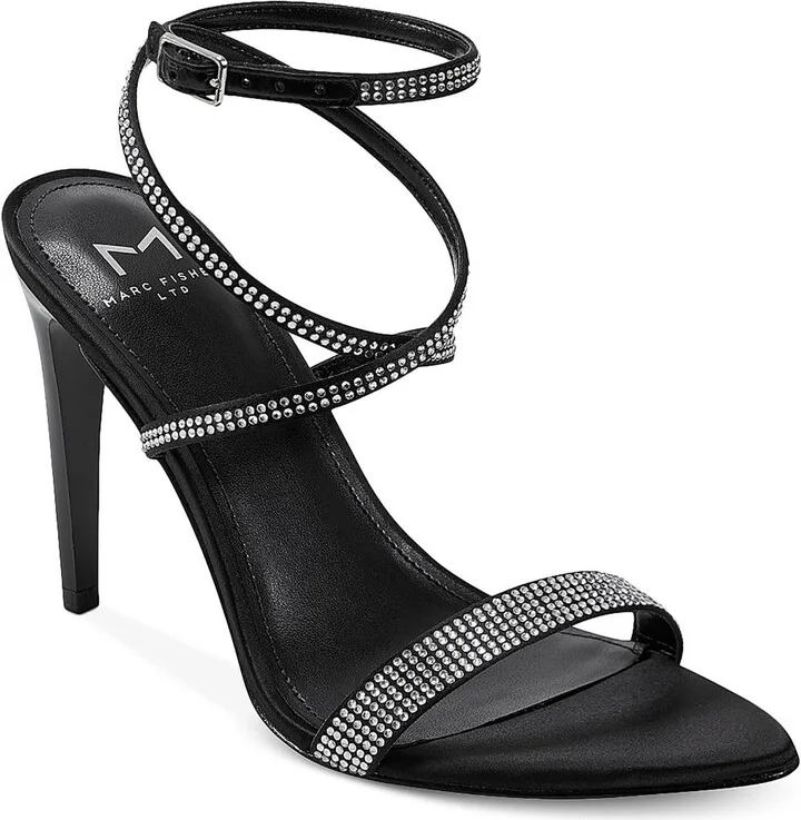 Cammile Womens Embellished Ankle Strap Heels