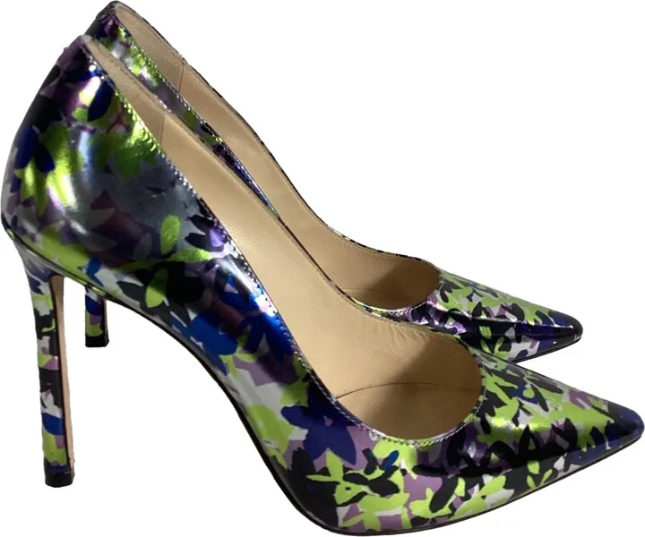 Camo Print Floral Pumps in Multicolor Leather
