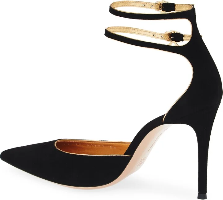 Camoscio Double Ankle Strap Pointed Toe d'Orsay Pump - Image 2